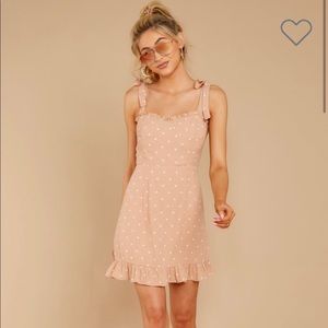 NWT polka dot tan mini dress small